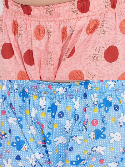 Peach and blue printed rayon nightsuit pack of 2.