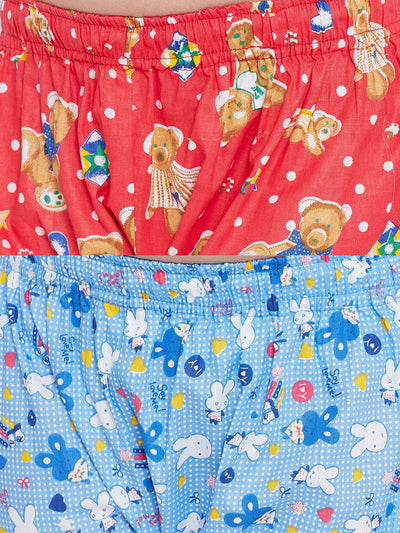 Kydzi Peach & Blue Printed Rayon Nightsuit (Pack of 2)