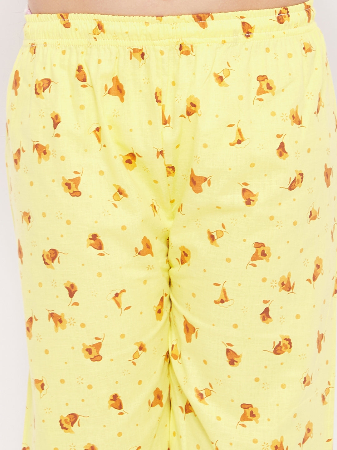 KYDZI Yellow Flower Print Cotton Nightsuit