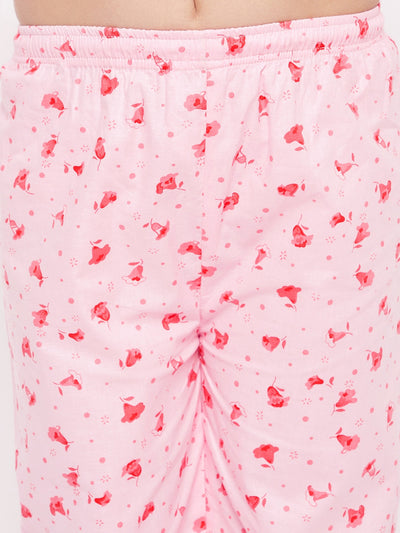 KYDZI Pink Flower Print Cotton Nightsuit