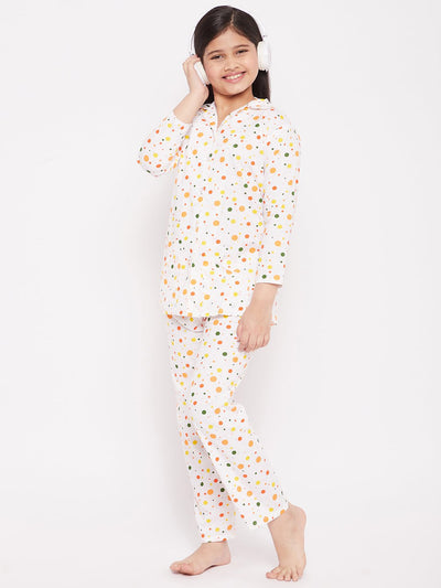 Multi Polka Dot Cotton Nightsuit for kids