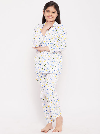 Multi Polka Dot Cotton Nightsuit for kids.