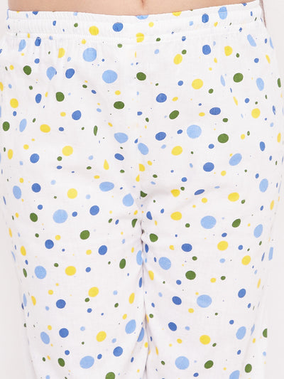 Multi Polka Dot Cotton Nightsuit with colorful dots pattern.