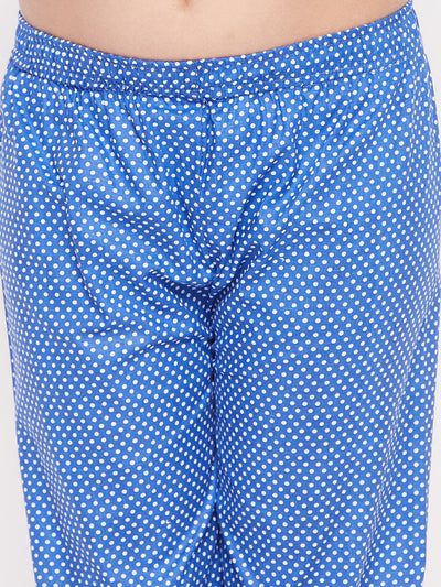 KYDZI Royal Blue Polka Dot Cotton Nightsuit