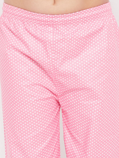 KYDZI Pink Polka Dot Cotton Nightsuit