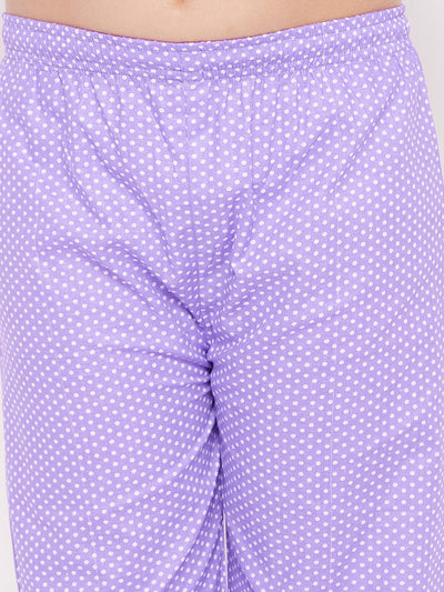 KYDZI Purple Polka Dot Cotton Nightsuit