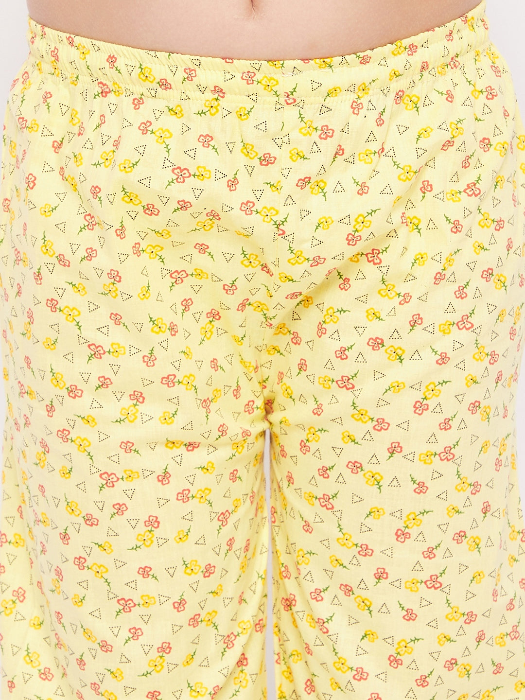 KYDZI Yellow Floral Print Cotton Nightsuit