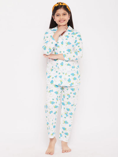 KYDZI Sky Blue Duck Print Cotton Nightsuit