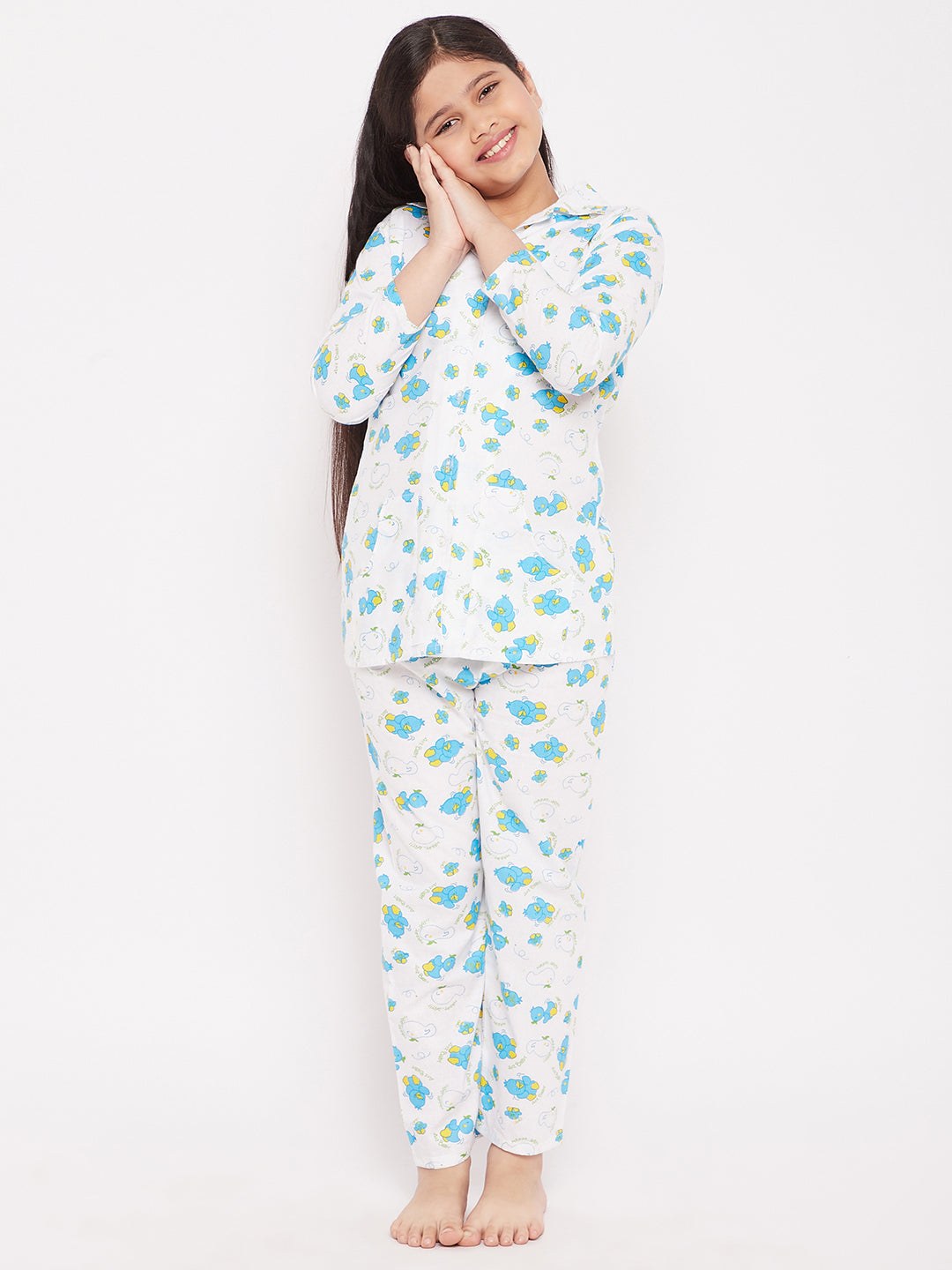 KYDZI Sky Blue Duck Print Cotton Nightsuit