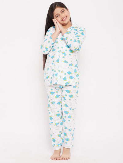 KYDZI Sky Blue Duck Print Cotton Nightsuit