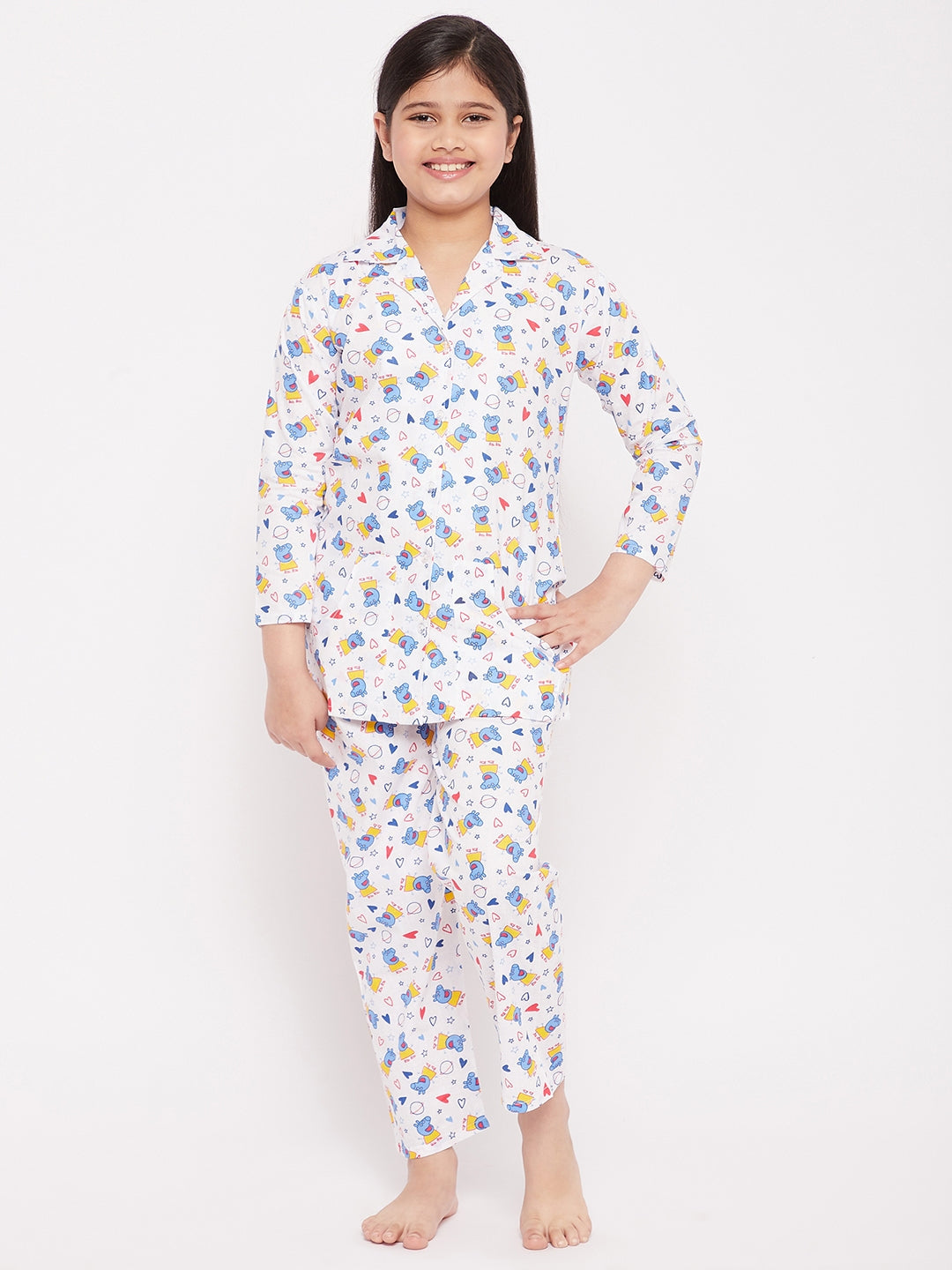 KYDZI Blue Printed Cotton Nightsuit