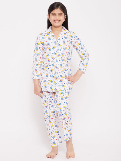 KYDZI Blue Printed Cotton Nightsuit